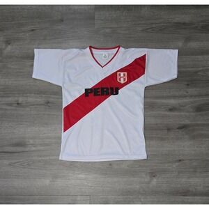Peru National Soccer Team Jersey White Adult‎ Small Embroidered Logo Shirt